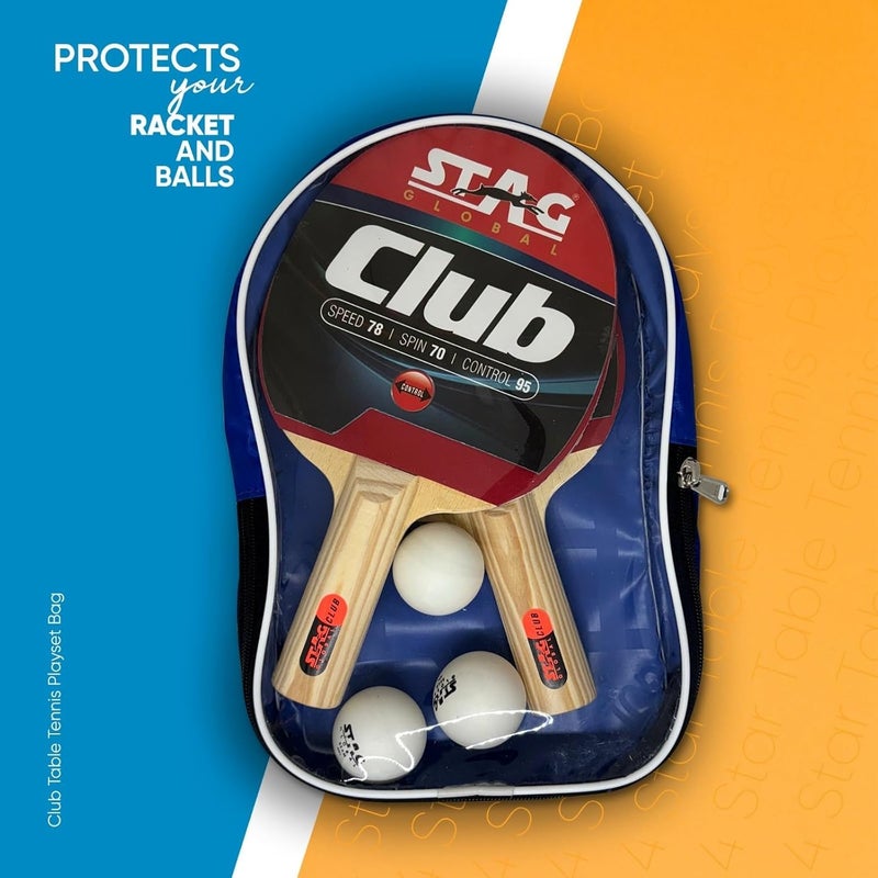 STAG Global Club Professional Table Tennis (T.T) Set| Premium ITTF Approved Rubber- Table Tennis Rackets and T.T Balls Included| All-in-One Ping Pong Paddle Playset - Table Game Accessories - Image 3