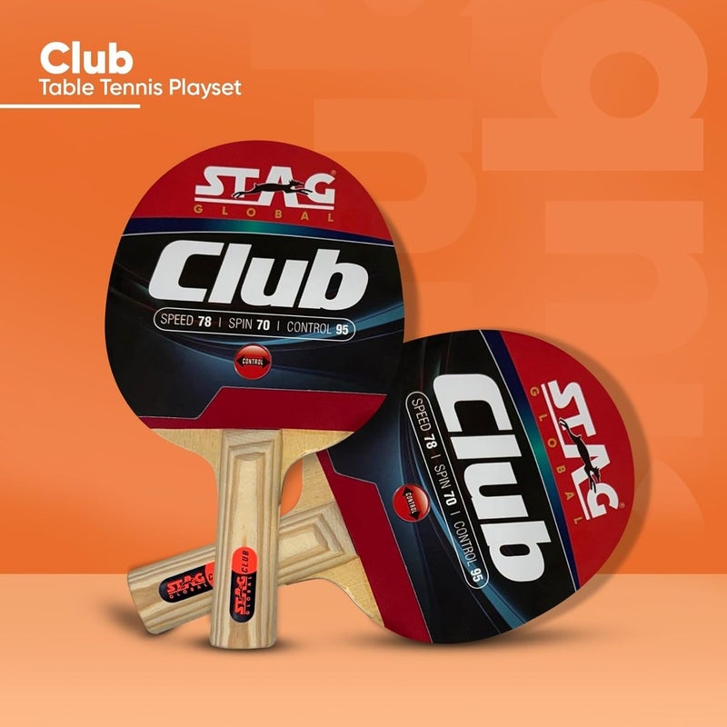 STAG Global Club Professional Table Tennis (T.T) Set| Premium ITTF Approved Rubber- Table Tennis Rackets and T.T Balls Included| All-in-One Ping Pong Paddle Playset - Table Game Accessories - Image 4