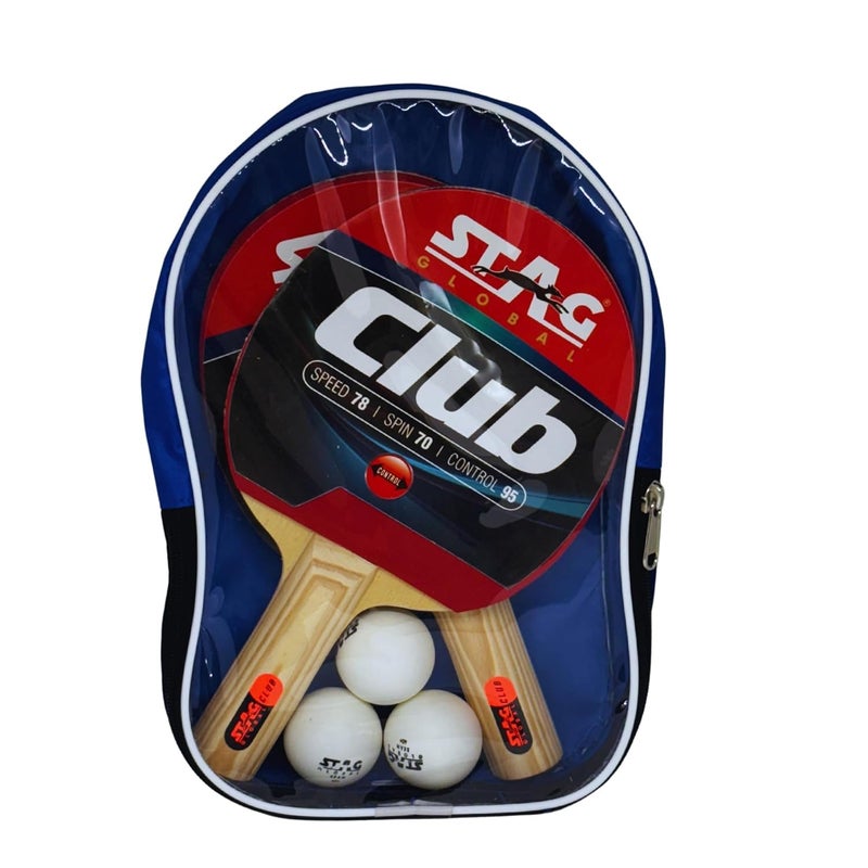 STAG Global Club Professional Table Tennis (T.T) Set| Premium ITTF Approved Rubber- Table Tennis Rackets and T.T Balls Included| All-in-One Ping Pong Paddle Playset - Table Game Accessories - Image 1