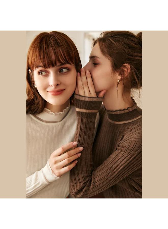 Olrain Women's Winter Slim Fit Turtleneck Knit Sweater Base Layer Deep Coffee Color S - Image 3