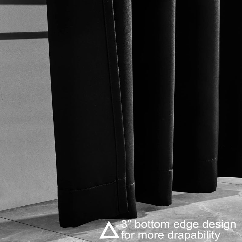Pickluc Blackout Curtains 96 Inches Long 2 Panels, Black Out Drapes for Bedroom or Living Room, Back Tab and Rod Pocket Top, Set of Two, Black, 52" Wide and 96" Length. - Image 3