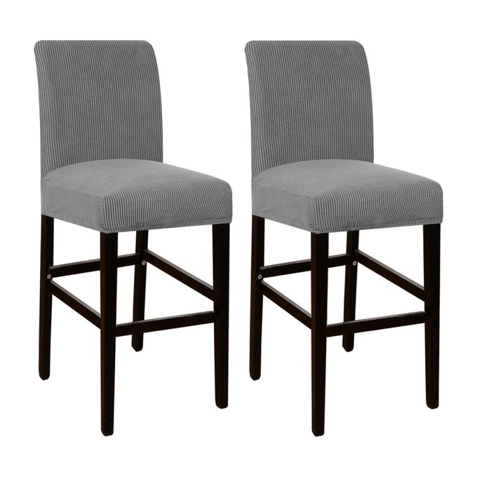 BAR STOOL SEAT COVERS HIGH STOOL SEAT COVER 2 PACK HIGH STRETCH REMOVABLE WASHABLE CHAIR SLIPCOVER FOR HOME HOTEL WEDDING KITCHEN DINING ROOM DOVE