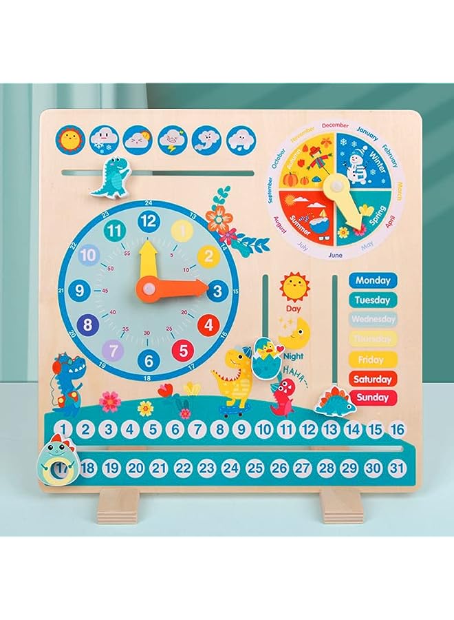vesus Wooden Toys Kids Clock - Wooden Toy for 3-4YearYear Olds - Unique Learning Toy for Toddlers Learn About Seasons, Months, Days of Week, Time Telling - Educational&Fun Gifts for Boys&Girls - Image 2