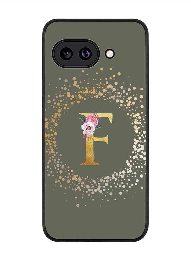 Stylizedd For Google Pixel 9a Case,Slim fit Camera Protection, Shockproof Thin Phone cover  - Custom Monogram Floral - F  (Olive Green )