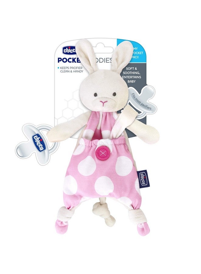 Chicco Pocket Buddies Soft Pacifier Holder-Lovey, Soothing Plush Toy Animal 0m+, Pink Bunny - Image 4