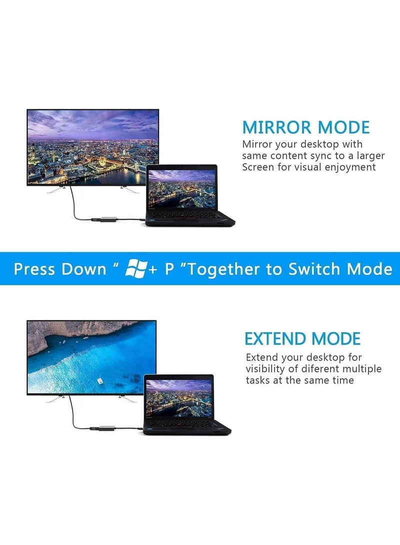 منتقي USB 3.0 to HDMI Adapter – 1080P Full HD Video Graphics Converter for PC Laptop, External Display Adapter Compatible with Windows 7/8/10, USB to HDMI Display Cable for Monitor, Projector, HDTV - Image 4