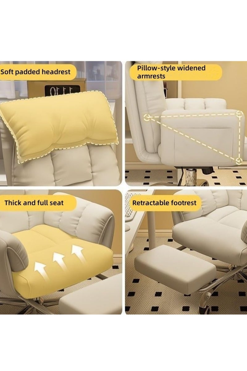 Arabest كرسي ألعاب مع مسند للقدم ومسند للذراع، مقعد دوار 360°، كرسي مكتب قابل للإمالة للمكتب وغرفة النوم - لون وردي - Image 2