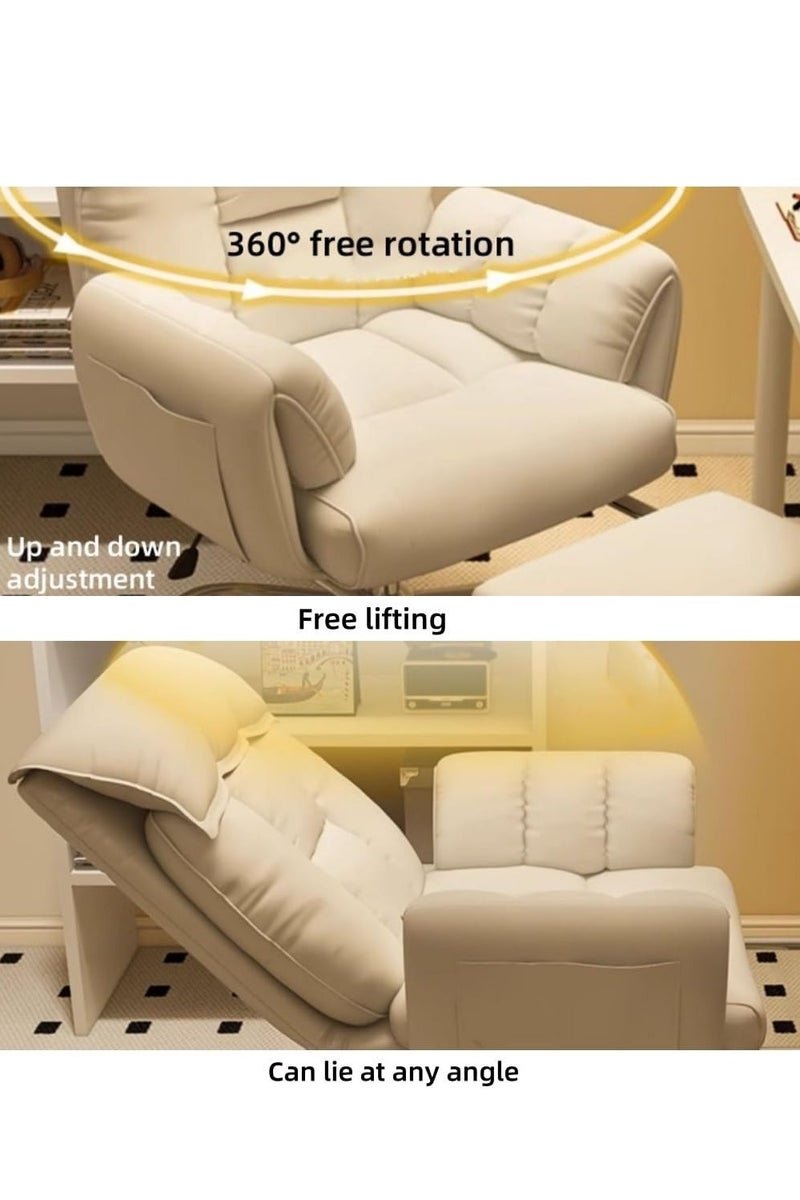 Arabest كرسي ألعاب مع مسند للقدم ومسند للذراع، مقعد دوار 360°، كرسي مكتب قابل للإمالة للمكتب وغرفة النوم - لون وردي - Image 3