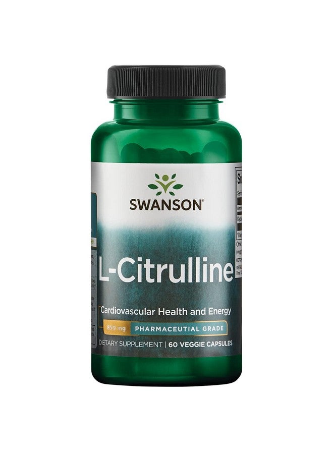 SWANSON Lcitrulline Natural Supplement Promoting Cardiovascular Health  Energy Support Helps Increase Circulation 60 Capsules 850Mg Each - Image 1
