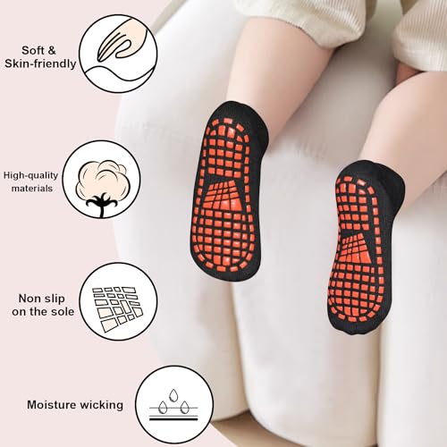 SkiBeaut Kid Trampolines Socks Youth Ankle Grips Non Slip Child Socks for Young Boys Girls 6-9 Years - Image 2