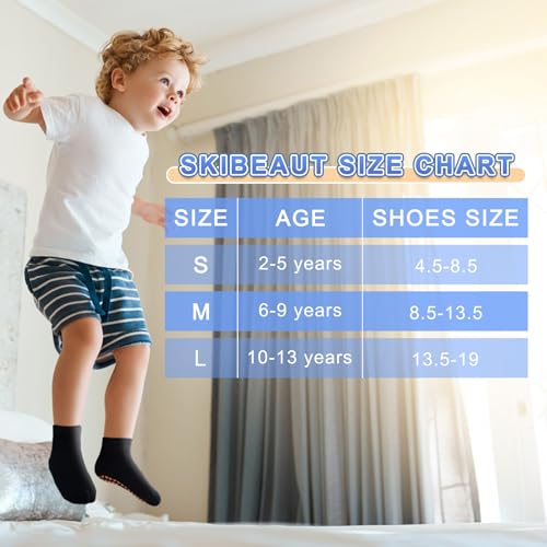 SkiBeaut Kid Trampolines Socks Youth Ankle Grips Non Slip Child Socks for Young Boys Girls 6-9 Years - Image 4
