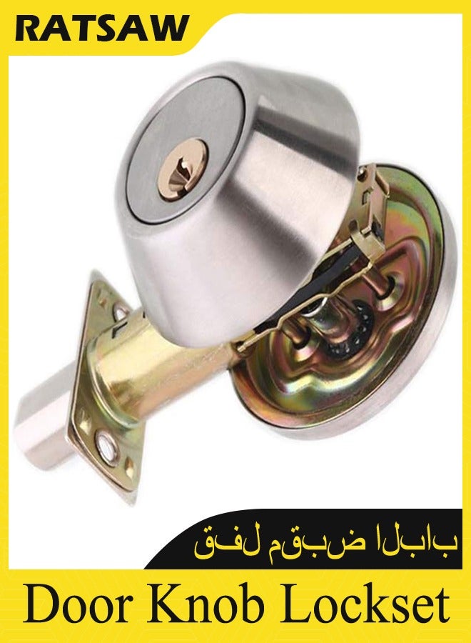 RATSAW Door Knob Lockset with 3 Keys Privacy Handle Bedroom Bathroom Handle Lockset Stainless Steel Polished Door Knob Set Interior Lockable Door Handle - Image 3