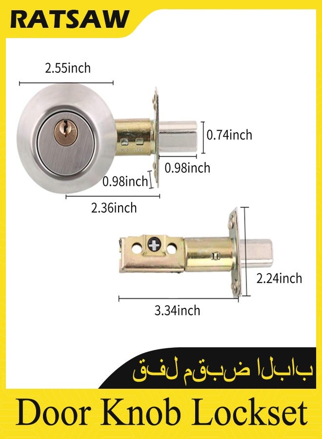 RATSAW Door Knob Lockset with 3 Keys Privacy Handle Bedroom Bathroom Handle Lockset Stainless Steel Polished Door Knob Set Interior Lockable Door Handle - Image 5