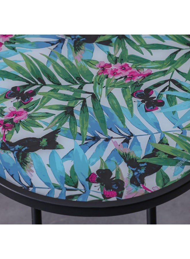 DANUBE HOME طاولة جانبية من أوقيانوس بريز فلورا - مجموعة طعام خارجية أنيقة للشرفات والفناءات، مصنوعة من الفولاذ والزجاج المتين، تصميم قابل للطي لسهولة التخزين، قطعة تزيين مثالية - Image 2