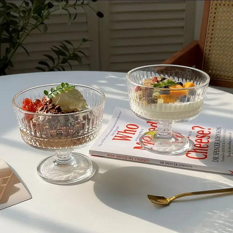 ConvertKitchen Glass Ice Cream Bowls Set of 6 Footed Dessert Cups 75oz 250ml for Sundae Parfait Ice Cream Fruit and Cocktails Elegant Glass Dessert Cups for Parties Set of 6 - Image 4