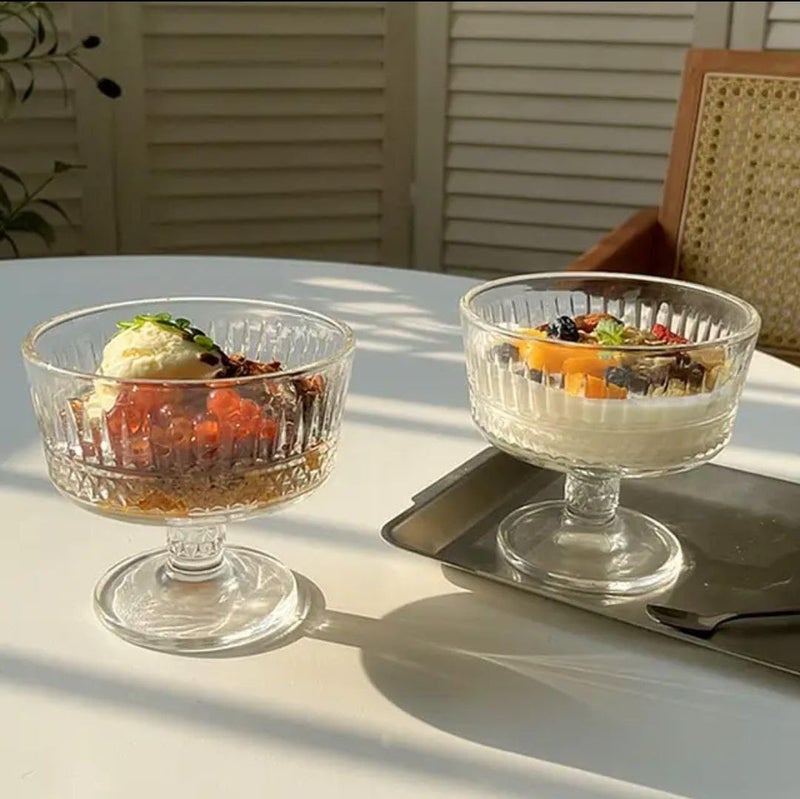 ConvertKitchen Glass Ice Cream Bowls Set of 6 Footed Dessert Cups 75oz 250ml for Sundae Parfait Ice Cream Fruit and Cocktails Elegant Glass Dessert Cups for Parties Set of 6 - Image 5