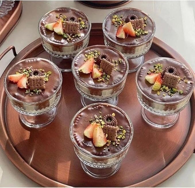 ConvertKitchen Glass Ice Cream Bowls Set of 6 Footed Dessert Cups 75oz 250ml for Sundae Parfait Ice Cream Fruit and Cocktails Elegant Glass Dessert Cups for Parties Set of 6 - Image 3