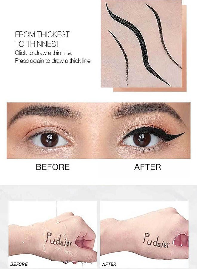 يابوليان الكحل السائل المضاد للماء، الكحل المضاد للتلطخ مع طرف الفرشاة الفائق الجودة، صيغة سوداء كثيفة لمظاهر العين - Image 4