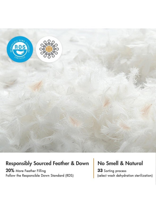 MIULEE وسادات ميولي 18x18، مجموعة من 2 وسادة ريش أسفل للكنبة أو السرير، وسادات زخرفية رقيقة من القطن، بيضاء - Image 1