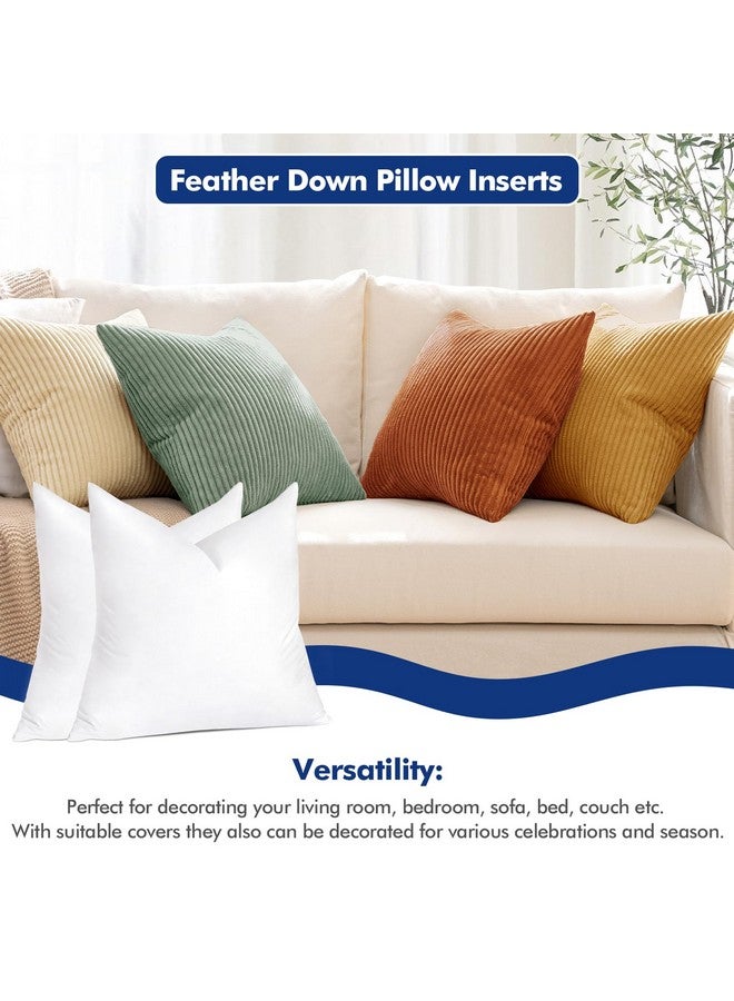 MIULEE وسادات ميولي 18x18، مجموعة من 2 وسادة ريش أسفل للكنبة أو السرير، وسادات زخرفية رقيقة من القطن، بيضاء - Image 3