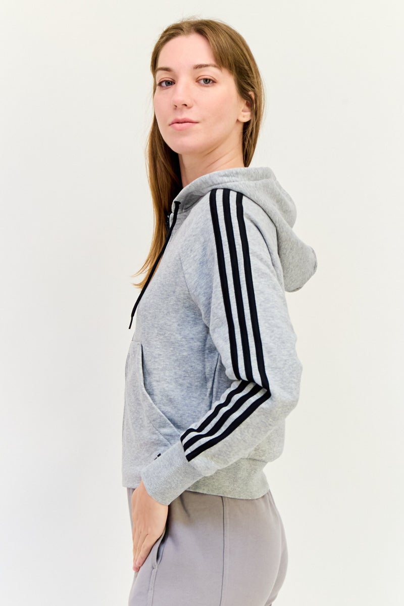 Adidas Women Sportswear Fit Long Sleeve Outdoor Hooded Sweatshirt, Grey  - Image 4