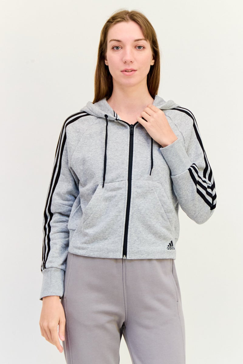Adidas Women Sportswear Fit Long Sleeve Outdoor Hooded Sweatshirt, Grey  - Image 1