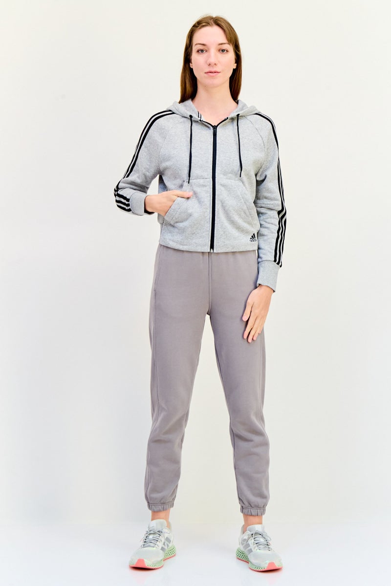 Adidas Women Sportswear Fit Long Sleeve Outdoor Hooded Sweatshirt, Grey  - Image 3