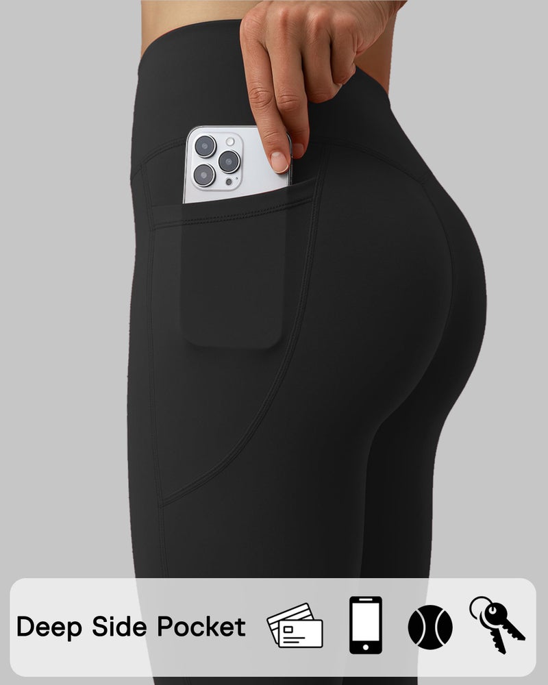 Unthewe Naked-Feel No Front Seam Leggings for Women - High Waisted Buttery Soft Workout Yoga Pants 25"(U805-Black-M) - Image 4