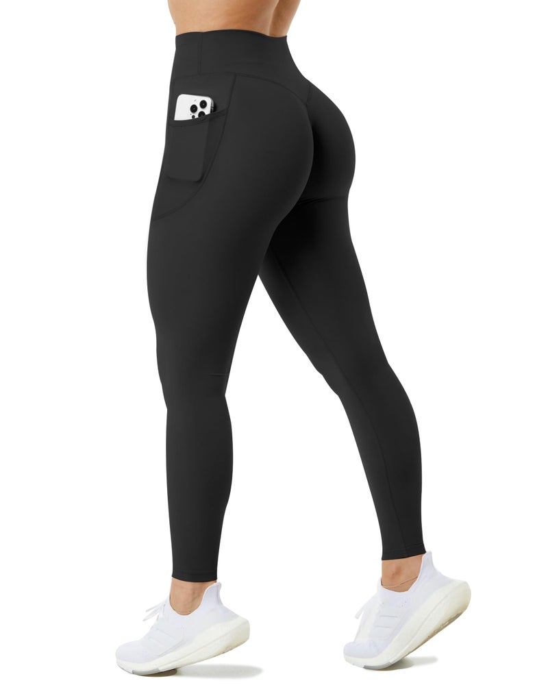 Unthewe Naked-Feel No Front Seam Leggings for Women - High Waisted Buttery Soft Workout Yoga Pants 25"(U805-Black-M) - Image 1