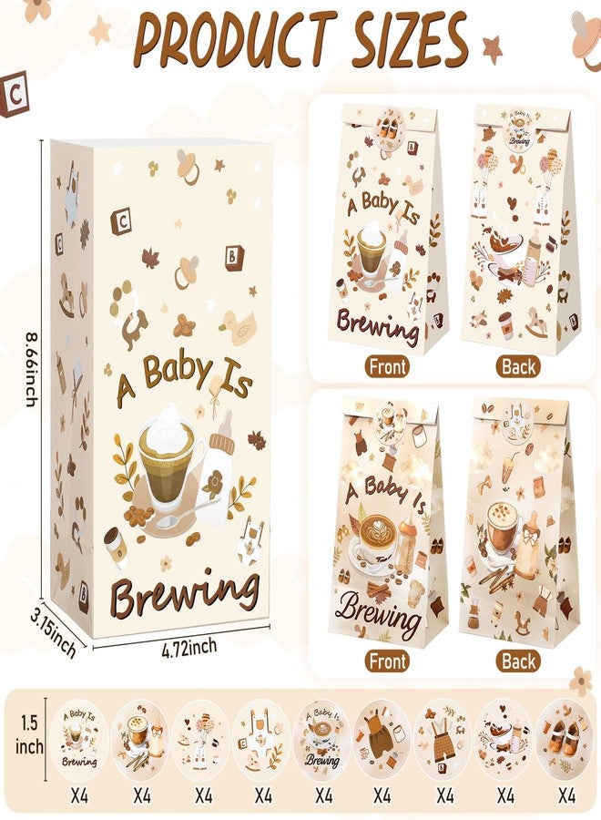 ForraFun 24 Pcs Coffee Gift Bag Bulk a Baby Is Brewing Bag with Stickers Baby Shower Coffee Bean Goodie Latte Birthday Party Favor Decoration for Pregnancy Diaper Gender Reveal Supplies - Image 2