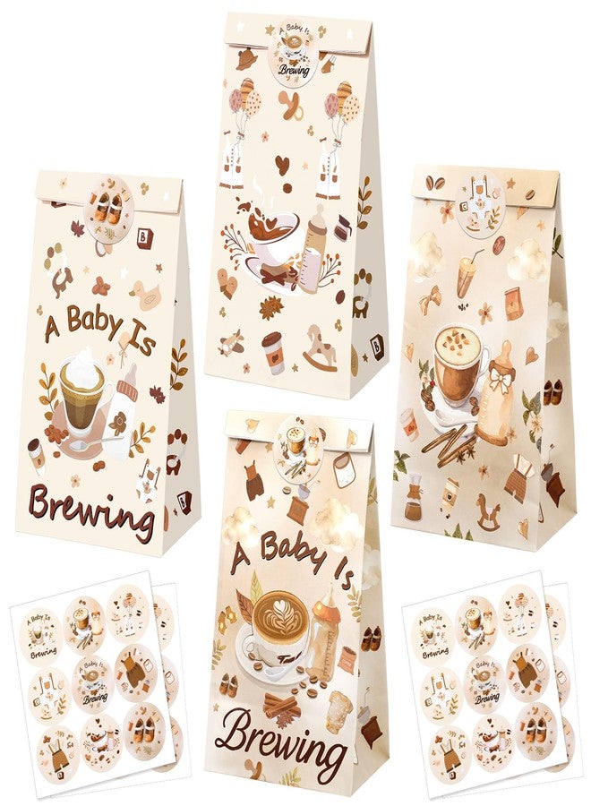 ForraFun 24 Pcs Coffee Gift Bag Bulk a Baby Is Brewing Bag with Stickers Baby Shower Coffee Bean Goodie Latte Birthday Party Favor Decoration for Pregnancy Diaper Gender Reveal Supplies - Image 1