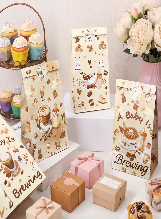ForraFun 24 Pcs Coffee Gift Bag Bulk a Baby Is Brewing Bag with Stickers Baby Shower Coffee Bean Goodie Latte Birthday Party Favor Decoration for Pregnancy Diaper Gender Reveal Supplies - Image 5