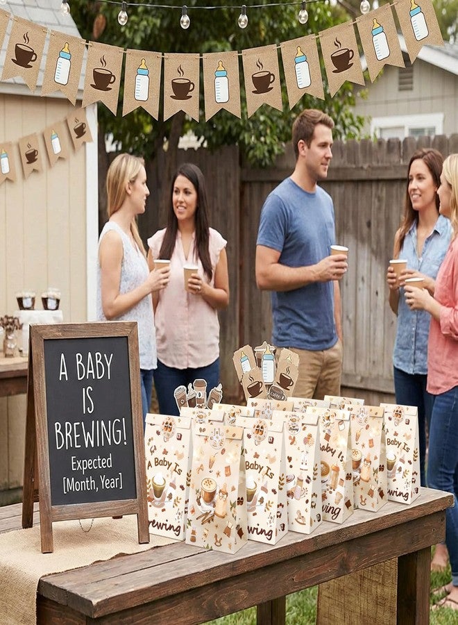 ForraFun 24 Pcs Coffee Gift Bag Bulk a Baby Is Brewing Bag with Stickers Baby Shower Coffee Bean Goodie Latte Birthday Party Favor Decoration for Pregnancy Diaper Gender Reveal Supplies - Image 3