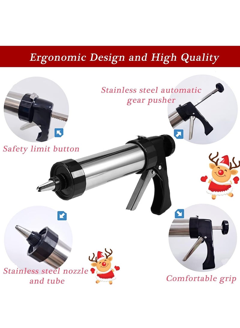 Generic Cookie Press, Baking-Stainless Steel Cookie Press Gun+13 Cookie Discs+8 Icing Nozzles, Spritz Cookie Press Gun Kit for Making and Decorating Cookies  - Image 3