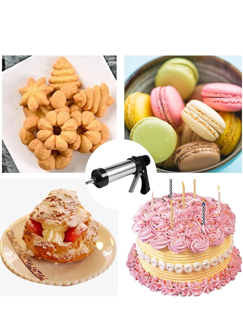Generic Cookie Press, Baking-Stainless Steel Cookie Press Gun+13 Cookie Discs+8 Icing Nozzles, Spritz Cookie Press Gun Kit for Making and Decorating Cookies  - Image 4