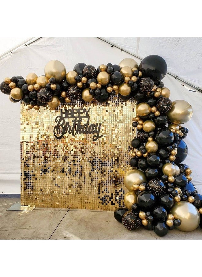بالونار مجموعة بالونات جارلاند ذهبية وسوداء من BALONAR مكونة من 136 قطعة مع بالونات كروم معدنية مقاس 18105 بوصة لحفلات أعياد الميلاد والتخرج وحفلات توديع العزوبية وحفلات الزفاف وحفلات استقبال المولود والذكرى السنوية  - Image 1
