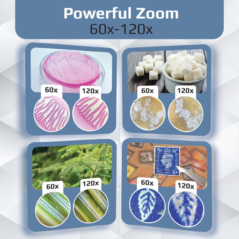 Carson MicroBrite Plus 60x-120x Accurate LED Lighted Pocket Microscope, Portable Educational STEM Toy, Mini Handheld Microscope for Student Science Lab (MM-300) - Image 3