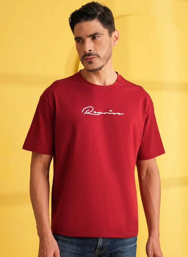 تايك تو Red Graphic Print Short Sleeves Round Neck T-Shirt By Reprise