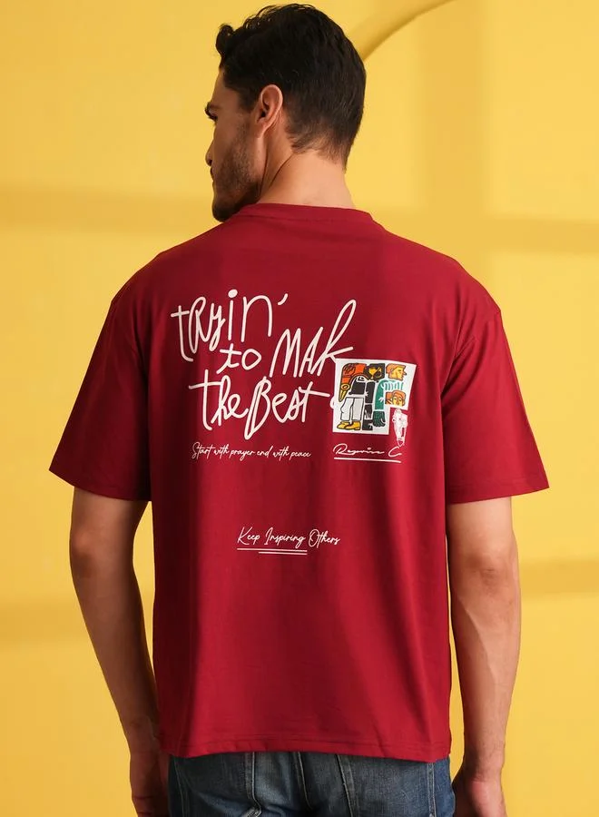 تايك تو Red Graphic Print Short Sleeves Round Neck T-Shirt By Reprise