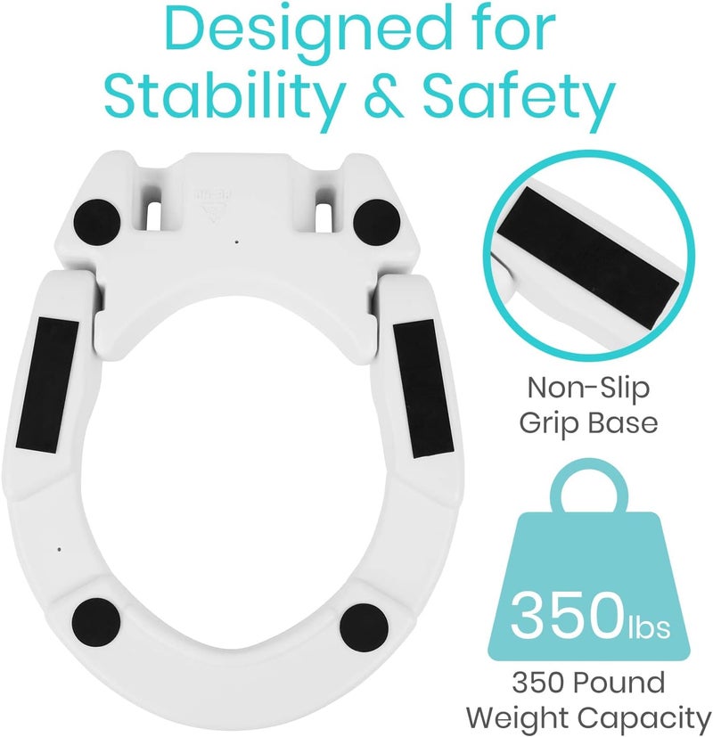 VIVE Raised Toilet Seat (Elongated, Adds 3.5 Inches) - Elevated Toilet Seat Riser & Extender for Seniors & Handicap - High Rise Toilet Extension for Elderly - Portable Commode Toilet Booster for Adult - Image 3