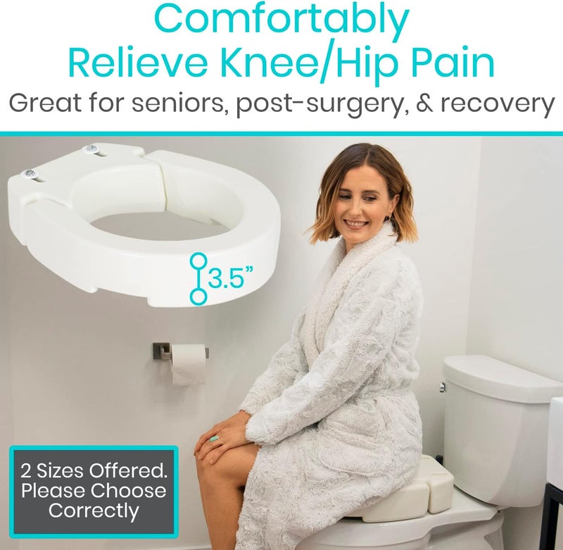 VIVE Raised Toilet Seat (Elongated, Adds 3.5 Inches) - Elevated Toilet Seat Riser & Extender for Seniors & Handicap - High Rise Toilet Extension for Elderly - Portable Commode Toilet Booster for Adult - Image 2