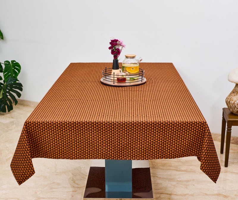 RUSTIQUE LINENS 100% Cotton Textured Check Tablecloth for 6 to 8 Seater – Water & Stain Resistant Dining Table Cover – Heavyweight, Washable – Chrome Yellow (230 x 150 CM) - Image 4