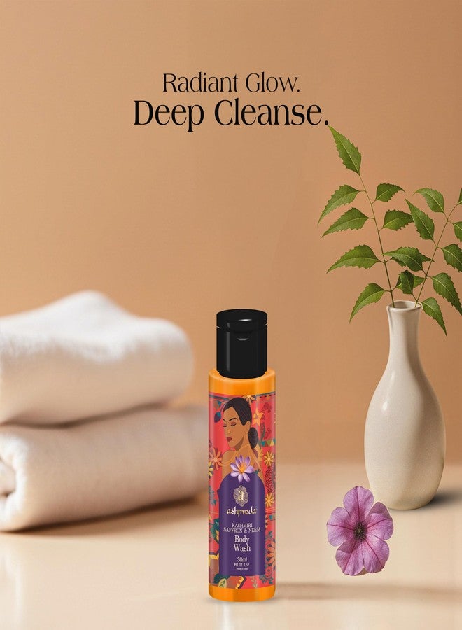 Ashpveda Kashmiri Saffron & Neem Ayurvedic Body Wash | Brightening & Even Skin Tone, Deep Cleansing & Soothing | Herbal & Natural Shower Gel (30 ml) - Image 2