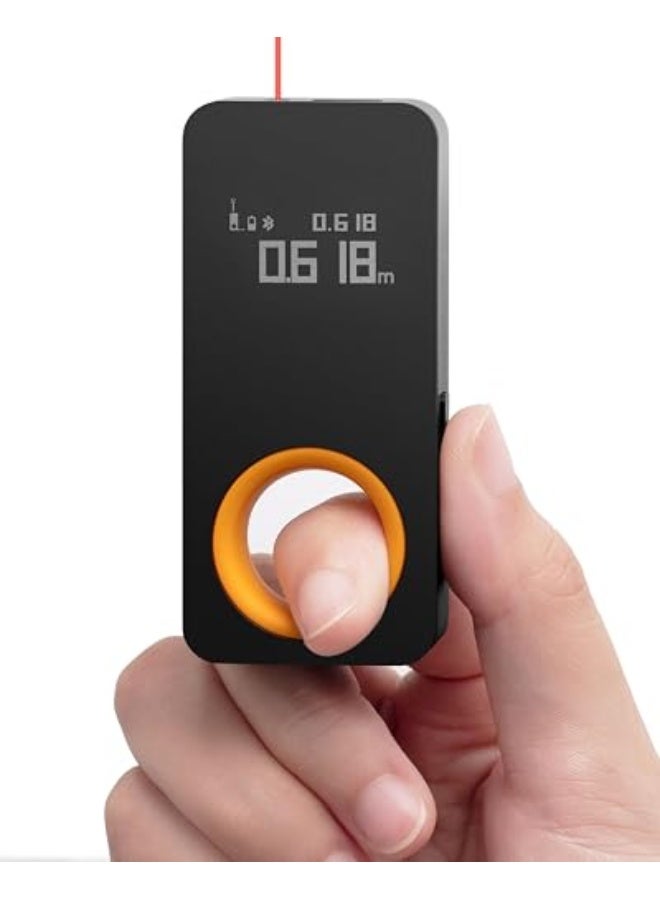 Hoto Digital Laser Meter with Bluetooth and iRing Mount, 98 ft, ±1/16 inch accuracy, two measuring modes, interchangeable meter/foot units, and Type-C charging. - Image 1