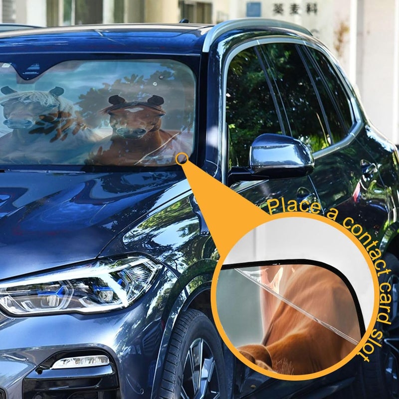 Waiting Horses Car Windshield Sun Shade Foldable Sun Visor Automotive Sunshades for Car Truck SUV Blocks UV Rays Keep Your Vehicle Cool - Image 3