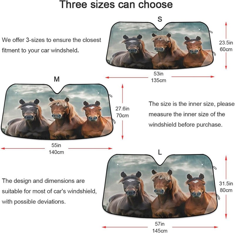 Waiting Horses Car Windshield Sun Shade Foldable Sun Visor Automotive Sunshades for Car Truck SUV Blocks UV Rays Keep Your Vehicle Cool - Image 5