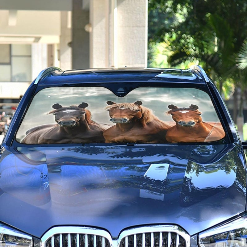 Waiting Horses Car Windshield Sun Shade Foldable Sun Visor Automotive Sunshades for Car Truck SUV Blocks UV Rays Keep Your Vehicle Cool - Image 4