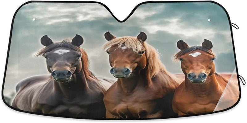 Waiting Horses Car Windshield Sun Shade Foldable Sun Visor Automotive Sunshades for Car Truck SUV Blocks UV Rays Keep Your Vehicle Cool - Image 1