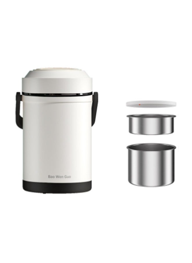 صندوق غداء عازل متعدد الطبقات من الفولاذ المقاوم للصدأ، بسعة 1.8 لتر، أبيض عالي الجودة - Image 1