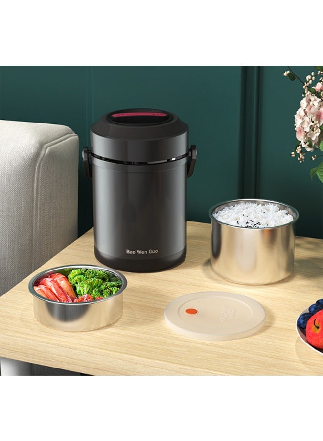 صندوق غداء عازل متعدد الطبقات من الفولاذ المقاوم للصدأ، بسعة 1.8 لتر، أبيض عالي الجودة - Image 2